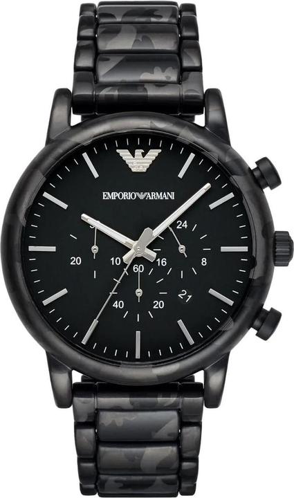 Actual product image Emporio Armani Luigi chronograph in black stainless steel men's watch (Chronograph)