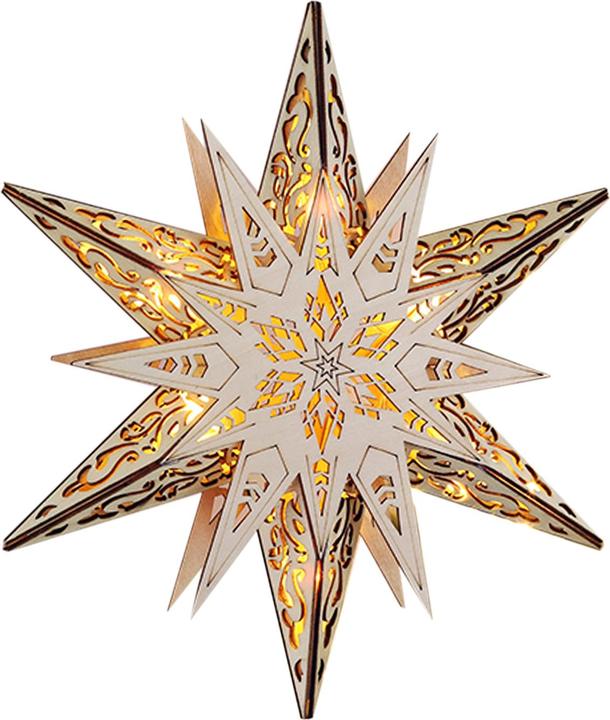 Actual product image Mojawo Wooden poinsettia with 6 warm white LEDs