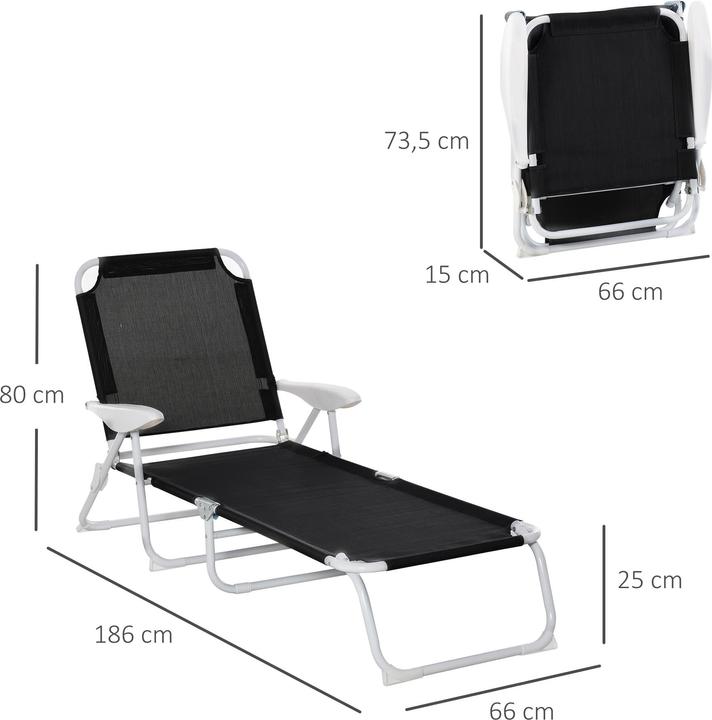 Immagine prodotto Outsunny Lettino prendisole con schienale regolabile (160 cm)
