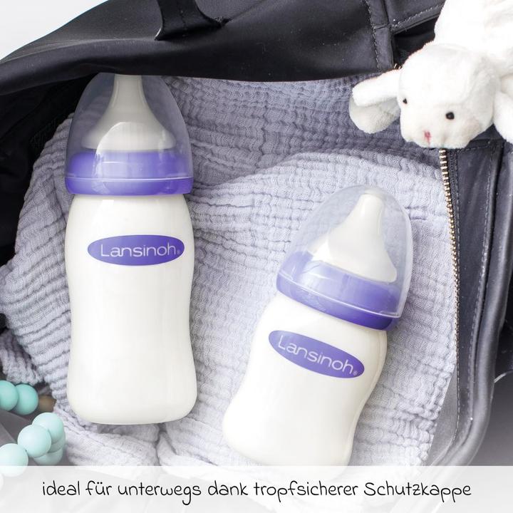 Produktbild Lansinoh Babyflaschen 9-tlg. Glas-Flaschen-Set mit NaturalWave® (240 ml)