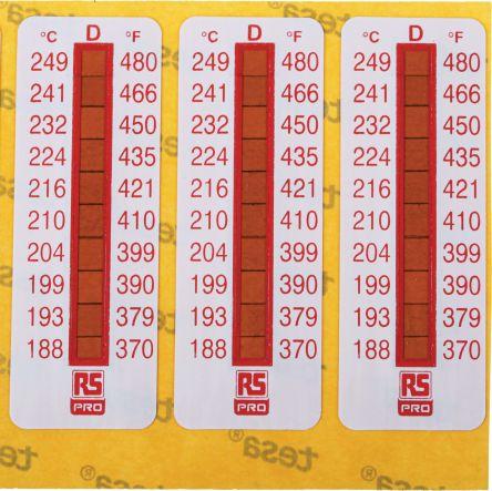 Produktbild Rs Pro Temperaturmessstreifen 188°C / 249°C 10 Messbereiche 10 Stk. Vertikal, L. 51mm, B. 18mm