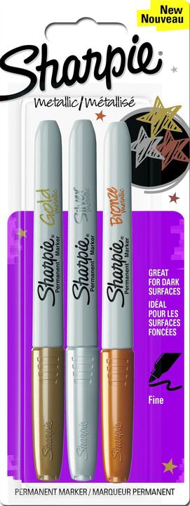 Sharpie Feiner Permanentmarker (Argent, 1.40 mm, 3 x)