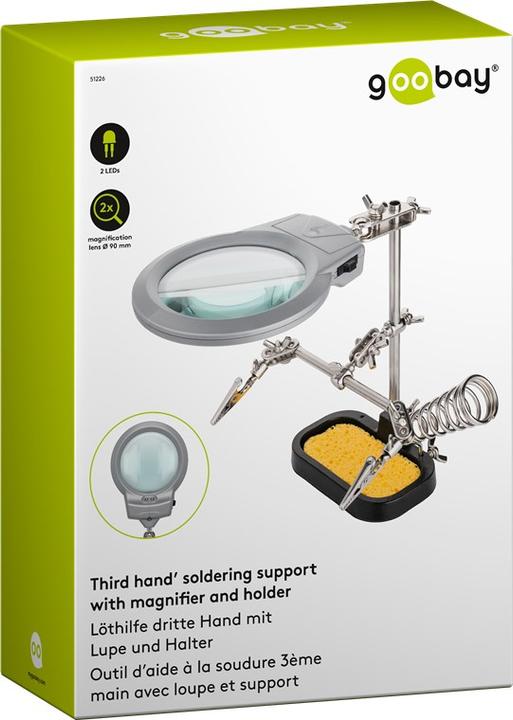 Actual product image Goobay Third hand soldering aid with magnifying glass and holder (Support/Hand)