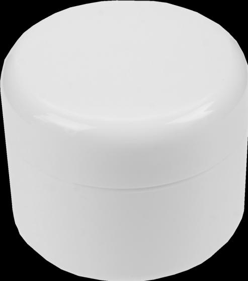 Image du produit Boîte cosmétique en plastique, blanc avec couvercle intérieur pour 50 ml, Ø 5 cm, hauteur : 4,5 cm