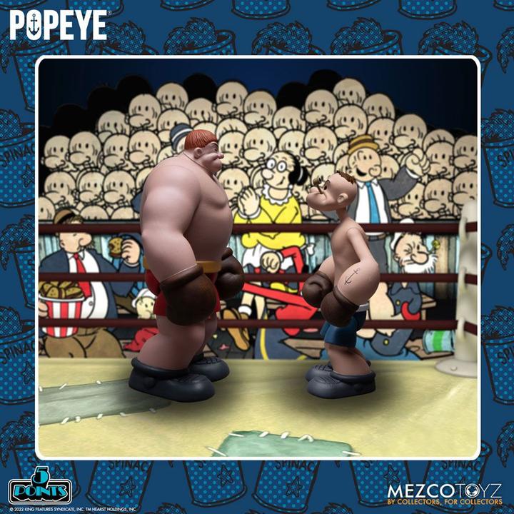 Actual product image Mezco Toys Popeye figurines 5 Points Deluxe Set Popeye & Oxheart 9 cm