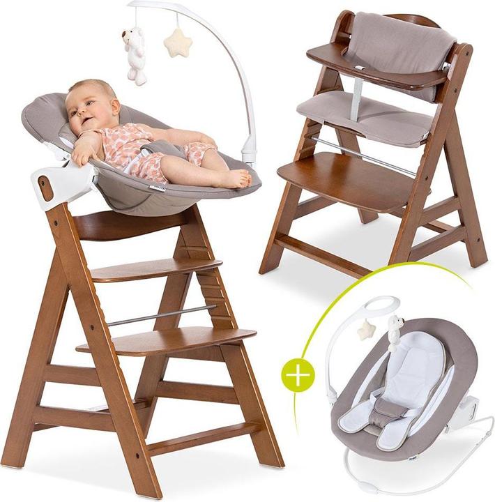 Produktbild Hauck Hochstühle Alpha Plus Walnut Newborn Set Deluxe - 4-tlg. (Hochstuhl Sitzerhöhung)