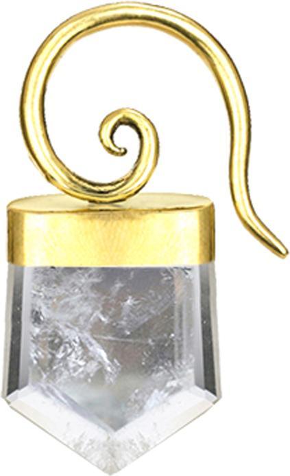 Image du produit Star Piercing Ohrgewicht Spirale vergoldet dolchförmiger Kristall (Laiton, Minéral)