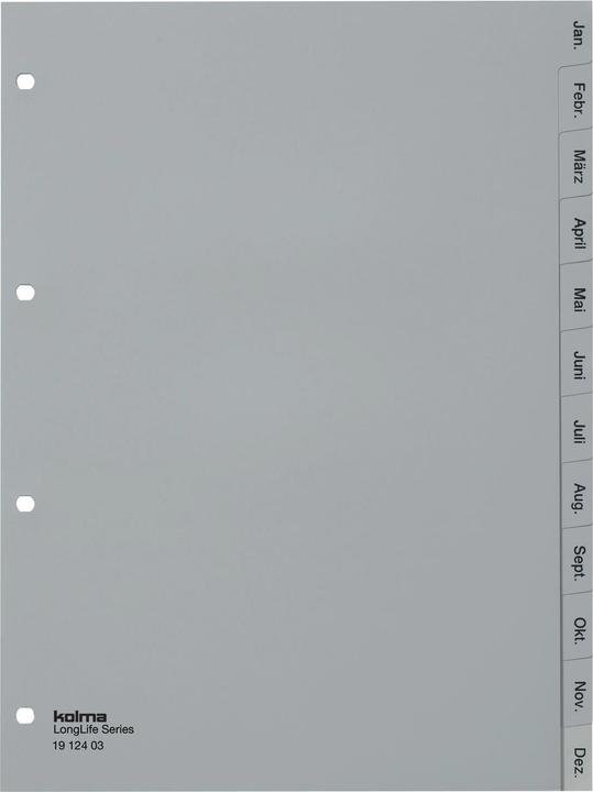 Actual product image Kolma Register A4 superstrong Jan-Dec (en) 12-piece grey