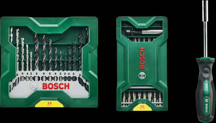 Bosch Zubehör 25+15+1 Mini-X-Line Sets plus Griff (3-8 mm (Holzbohrer))