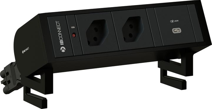 IB Connect SUPRA Steckdoseneinheit schwarz 2x Typ 13 1x USB-C 60W (2 x, USB-C, Typ 13, 0.30 m)