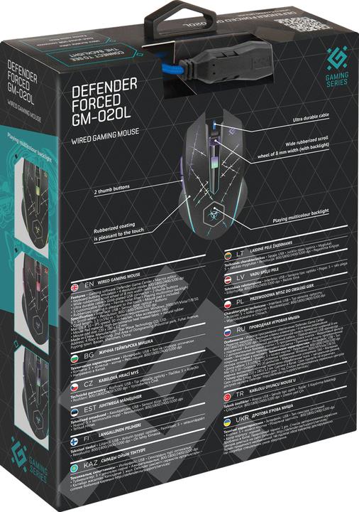 Actual product image Defender Forced GM-020L Mouse Ambidextrous USB Type-A Optical 3200 DPI (Cable)
