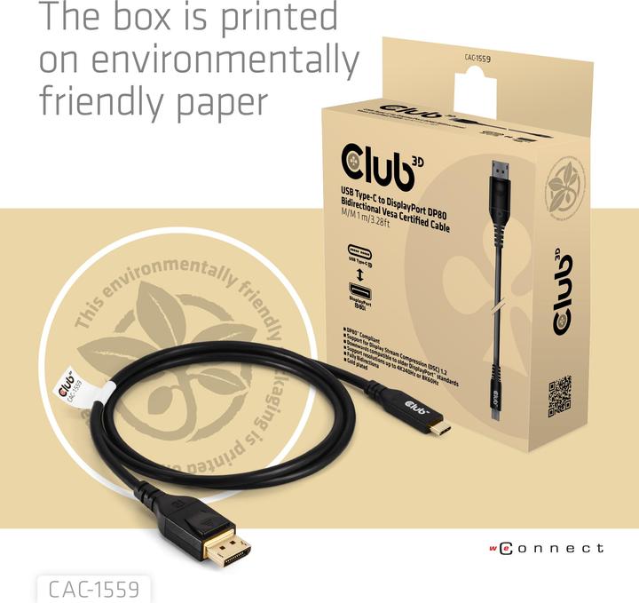 Produktbild Club 3D USB Typ C – DisplayPort (1 m, USB Typ C, DisplayPort)