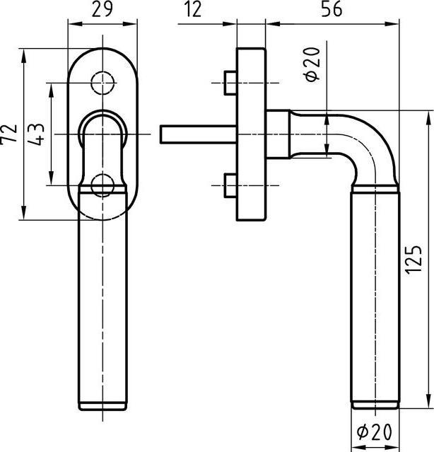 Actual product image Glutz Window handles 5087/5616 CF INOX Basel