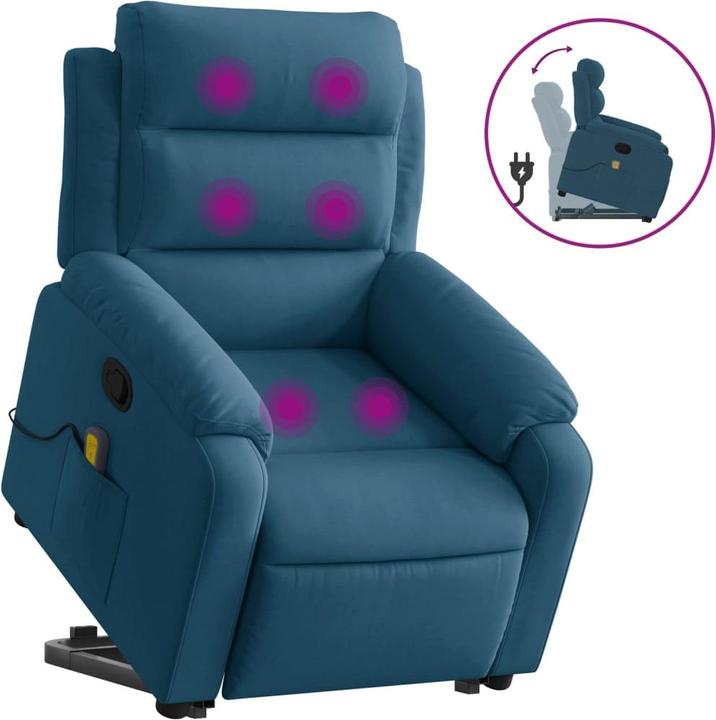 Immagine prodotto VidaXL Poltrona massaggiante con supporto stand-up Poltrona TV Poltrona relax in velluto blu
