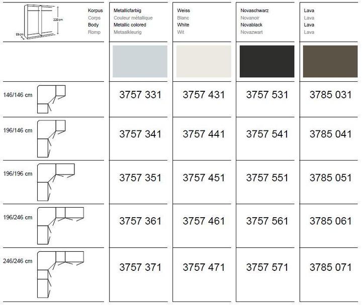 Produktbild Jutzler Eckkleiderschrank Drehtüren Longline 220 Lamellen weiss