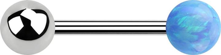 Produktbild Star Piercing Barbell silber mit Kugel und Kugel Opal hellblau (Chirurgenstahl 316L)