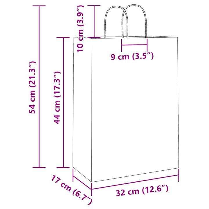 Actual product image VidaXL Kraft paper bags 250 pcs. with handle brown 32x17x44 cm paper bag (Gift bag, 250 x)