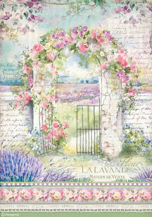 Actual product image Stamperia Motif straw silk "Flower arch", DIN A4 (28 g/m², 1 x)