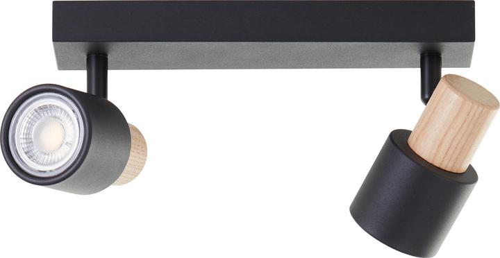 Produktbild Brilliant Deckenstrahler Pini Spotbalken, 2x GU10, 58 cm, schwenkbar, Metall/Holz, schwarz/braun (GU10)
