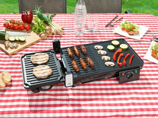 Produktbild Rosenstein & Söhne Elektrischer 2in1-Tischgrill mit Kontaktgrill