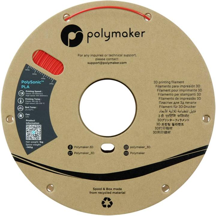 Image du produit Polymaker PolySonic High Speed PLA (PLA, 1.75 mm, 1000 g, Rouge)