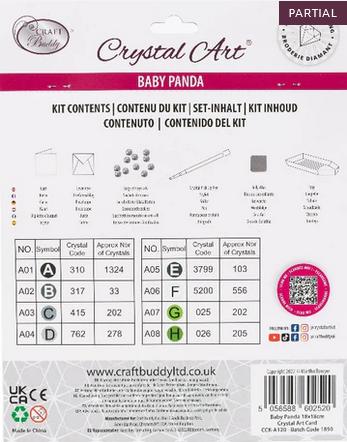 Produktbild Craft Buddy Baby Panda, Karte 18x18cm Crystal Art