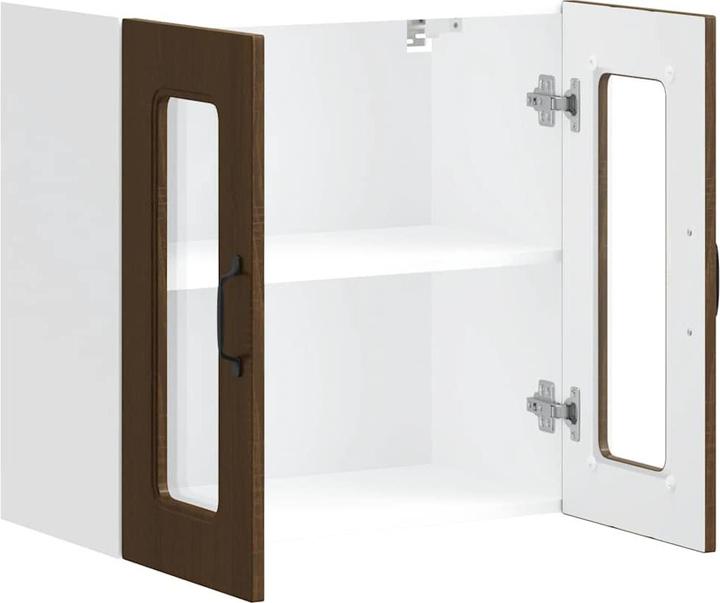 Image du produit VidaXL Armoire de cuisine suspendue avec porte vitrée Kalmar brun imitation chêne (60 x 31 x 60 cm)