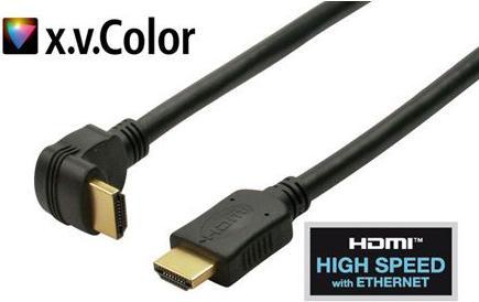 Actual product image Tecline HDMI cable, angled (version 1), HDMI 1.3b, gold-plated, 19-pin HDMI male/female, 3.0 m High-quality (3 m, HDMI)