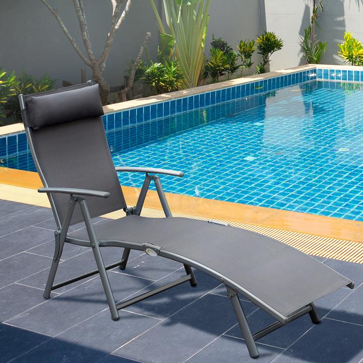 Image du produit Outsunny Gartenliege Metall, Stoff Grau (180 cm)