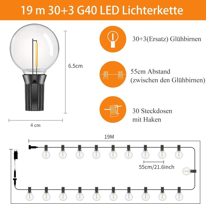 Actual product image Eisaro G40 LED Globe Light Bulbs (21.50 m)