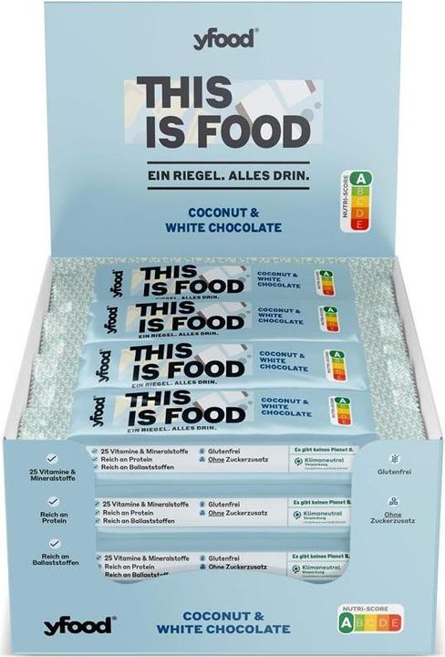Valeurs nutritives et ingrédients YFood Coconut & White Chocolate (Chocolat blanc, Noix de coco, 12 pcs, 720 g)