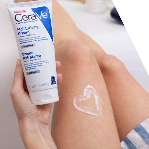 Produktbild CeraVe Feuchtigkeitscreme: Reichhaltige Creme für trockene bis sehr trockene Haut für Gesicht und Körper (Körpercreme, 177 ml)