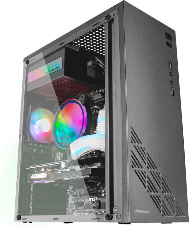 Productafbeelding Mars Gaming Boitier Moyen Tour Atx Mc100 RGB Avec Panneau Vitré (Noir) (ATX, mATX, Mini-ITX)