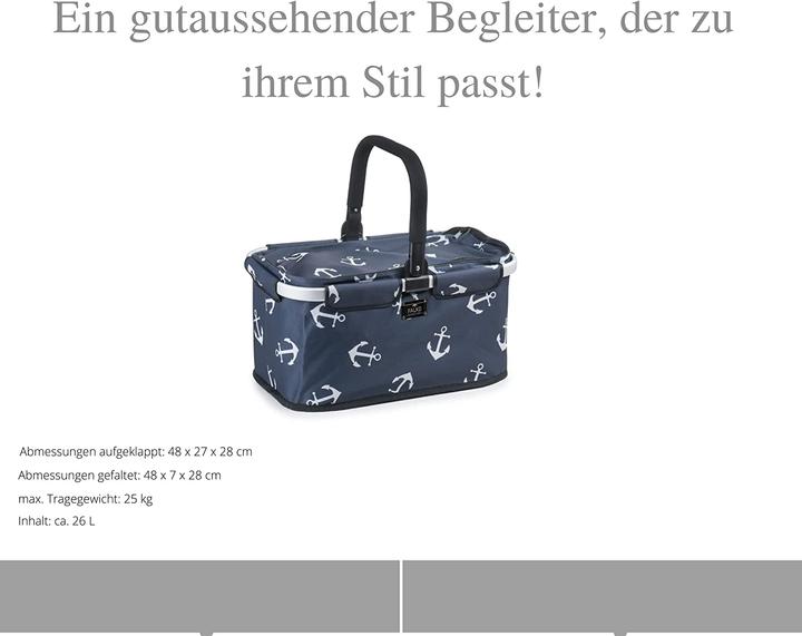 Produktbild Genius Einkaufskorb Falko, dunkelblau mit Ankern