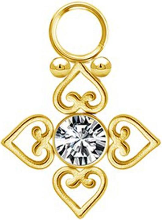Immagine prodotto Star Piercing Anhänger vergoldet Kristall silber vier filigrane Herzen (senza ottone, Acciaio chirurgico 316L)