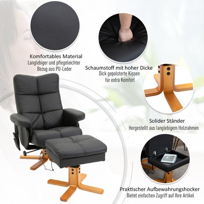 Immagine prodotto Swisshandel24 Poltrona relax Poltrona massaggiante con poggiapiedi Poltrona TV Inclinazione a 145° Poltrona
