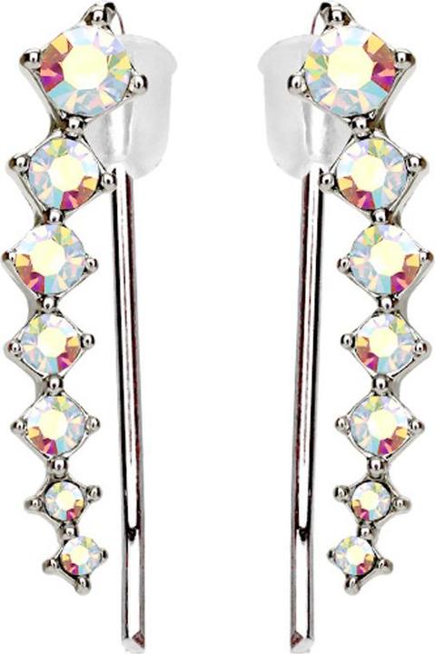 Produktbild Star Piercing Ohrring Ear Climber silber mit quadraten und Kristall farbig