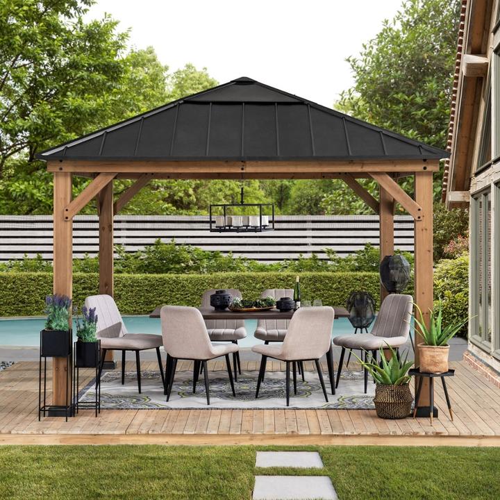 Produktbild Ventaris Montana Pavillon 3.36x3.36m Zedernholz Anthrazit (336 cm, 336 cm)