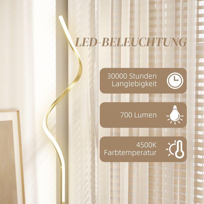 Actual product image Swisshandel24 Stehlampe Dimmbar LED Stehleuchte mit Fussschalter für Wohnzimmer, Gold (700 lm)