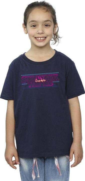 Actual product image Netflix Girls Stranger Things Retro Title Cotton T-Shirt (140, 146)