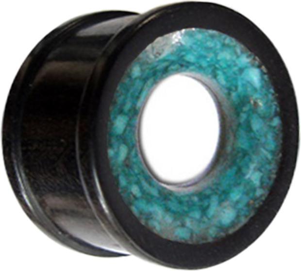Produktbild Star Piercing Tunnel mit Türkis Stein Einlage aus Eisenholz (Organisch, ohne Messing, Mineralisch)