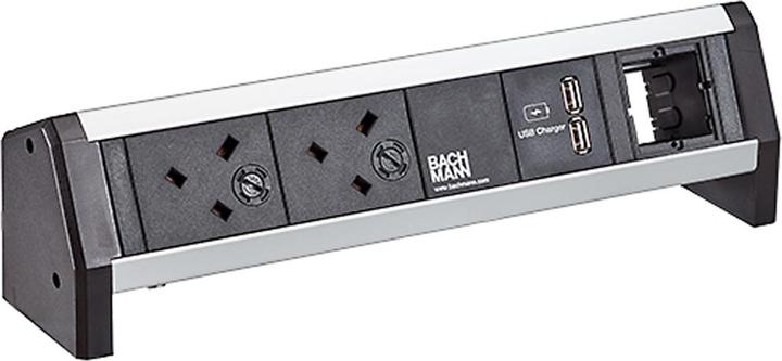 Bachmann Desk 1 - 2 AC outlets - Indoor - Type G (BS 1363) - Aluminium - Plastic - 316 (2 x, CEE 7/3, BS 1363, 1 m)