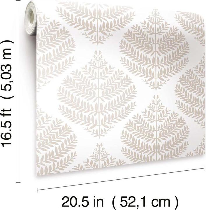 Actual product image Roommates PEEL & STICK Wallpaper - Hygge Fern Damask Taupe