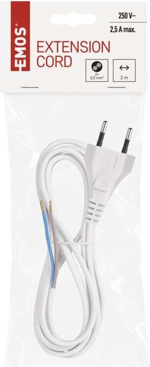 Actual product image Emos Mains cable PVC 2x 0.5mm2, 2m, white (2 m)