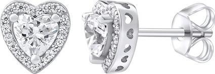 Image du produit Silvego Boucles d'oreilles coeur en argent avec Swarovski® Zirconia MWE02140