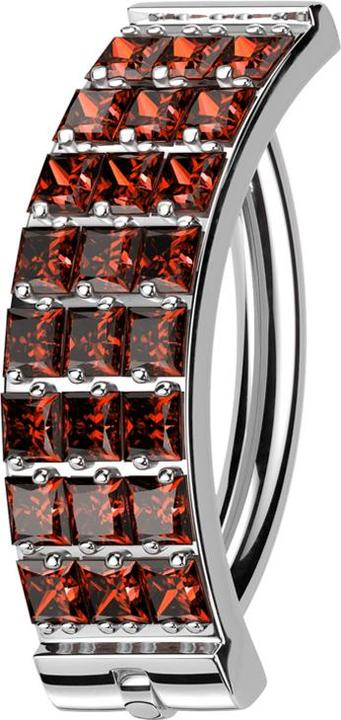 Immagine prodotto Star Piercing Scudo in argento con cerniera a banana tre file di cristalli quadrati rossi (senza ottone, Titanio G23)