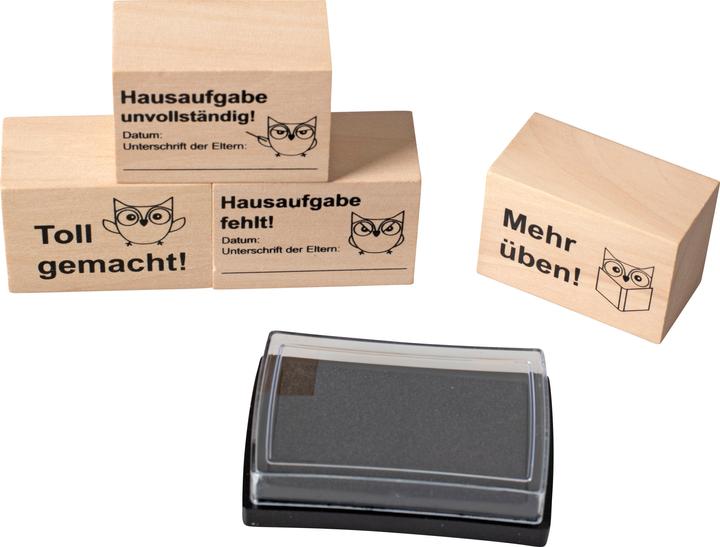 Immagine prodotto Betzold Timbri per i compiti, 4 pezzi in un set, incl. tampone d'inchiostro