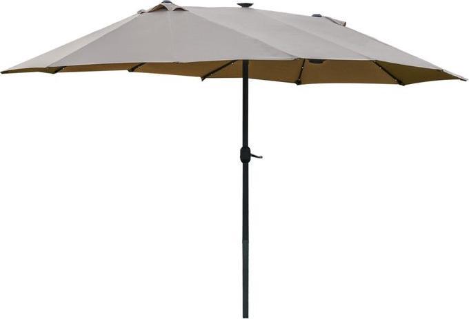 Image du produit Swisshandel24 Double parasol, LED, manivelle Ovale Métal Kaki 440 x 260 cm (2.60 m)