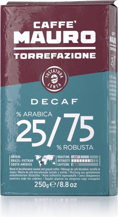 Immagine prodotto Caffè Mauro Decaffeinato 25/75 (Arrosto leggero, 250 g)