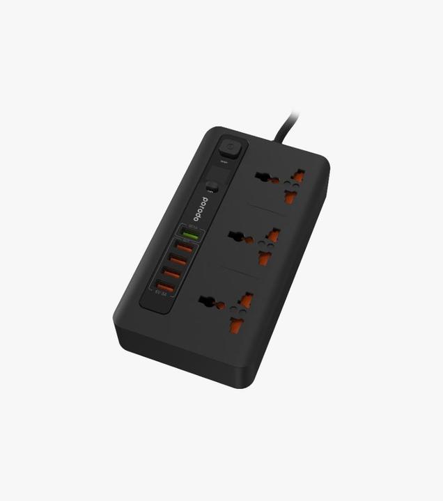 Produktbild Porodo 4 USB Port 3.4A + 1 QC 3.0 with 3 Universal Power Sockets 10A ( EU ) (USB-C, 4 Ports)